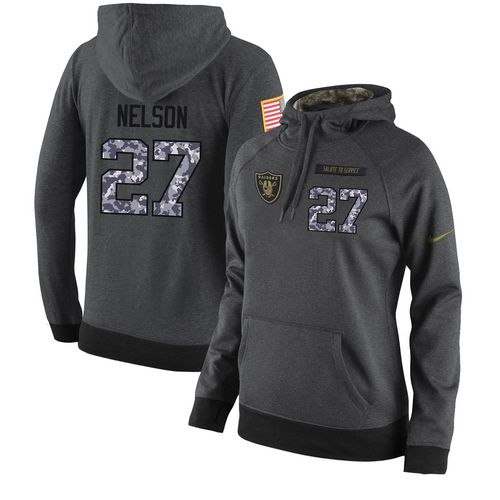 NFL Women's Nike Oakland Raiders #27 Reggie Nelson Stitched Black Anthracite Salute to Service Player Performance Hoodie